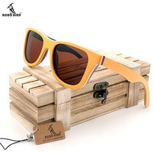 Load image into Gallery viewer, BOBO BIRD Men Wood Sunglasses Women Retro Vintage Polarized Wooden Glasses Oculos De Sol Big Square With Wood Gift box