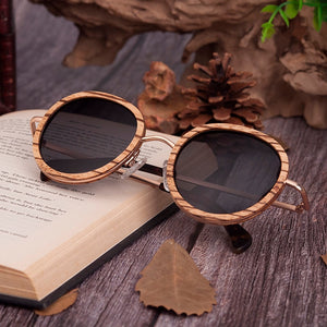 BOBO BIRD Oval Sunglasses Women Polarized Wood Sun Glasses in Wooden Gift Box Metal Temple gafas uv400 mujer W-AG027