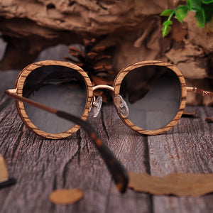 BOBO BIRD Oval Sunglasses Women Polarized Wood Sun Glasses in Wooden Gift Box Metal Temple gafas uv400 mujer W-AG027
