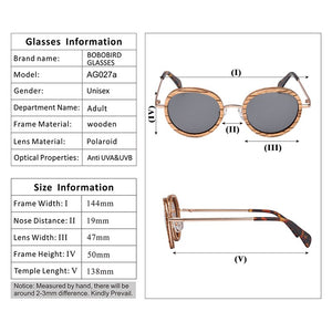 BOBO BIRD Oval Sunglasses Women Polarized Wood Sun Glasses in Wooden Gift Box Metal Temple gafas uv400 mujer W-AG027