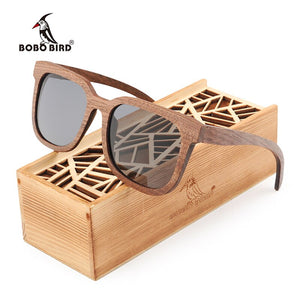BOBO BIRD Polarized Wood Sunglasses Men Sun Glasses Black Walnut Wooden Vintage Women UV400 Eyewear Bamboo glasses in Gift Box