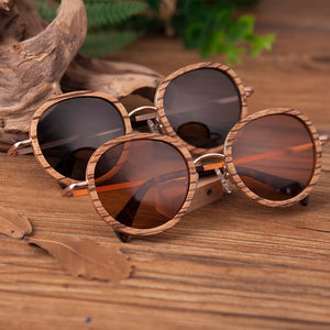 BOBO BIRD Polarized Wood Sunglasses Zebrawood Frame UV400 Retro Design For Men or Women-C-AG027