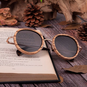 BOBO BIRD Polarized Wood Sunglasses Zebrawood Frame UV400 Retro Design For Men or Women-C-AG027