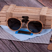 Load image into Gallery viewer, BOBO BIRD Polarized Wood Sunglasses Zebrawood Frame UV400 Retro Design For Men or Women-C-AG027