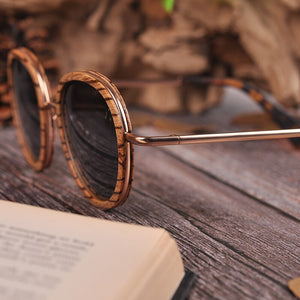 BOBO BIRD Polarized Wood Sunglasses Zebrawood Frame UV400 Retro Design For Men or Women-C-AG027