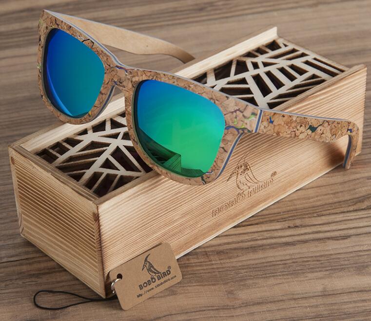 BOBO BIRD Polarized Wooden Bamboo Sunglasses Men Top Brand Design Original  UV protection Sun Glasses Oculos de sol mas