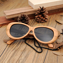 Load image into Gallery viewer, BOBO BIRD Sunglasses Men Wooden Glasses Women Eyewear Polarized Lens gafas de sol mujer Zebra Wood Frame Engrave Logo