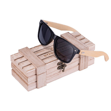 солнцезащитные очки BOBO BIRD Wood Sunglasses Male Female Retro Square Polarized Black Wood Frame Accept Custom