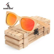 Load image into Gallery viewer, BOBO BIRD Wooden Sunglasses Women Men Handmade Nature Wooden Polarized Sunglasses With Creative Wooden Gift Box