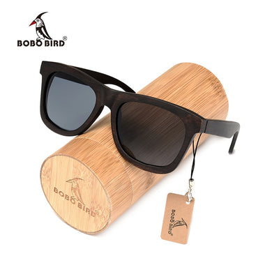 BOBO BIRD okulary Occhiali da sole polarizzati in legno di ebano Lenti grigie marroni UV400 Occhiali fatti a mano Personalizza 