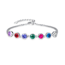 Carica l'immagine nel visualizzatore di Gallery, 100% 925 Sterling Silver Woman Multicolor 7 pcs Topaz Tanzanite Amethyst Bracelet double Layer Created Emerald Bracelet