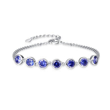 Carica l'immagine nel visualizzatore di Gallery, 100% 925 Sterling Silver Woman Multicolor 7 pcs Topaz Tanzanite Amethyst Bracelet double Layer Created Emerald Bracelet