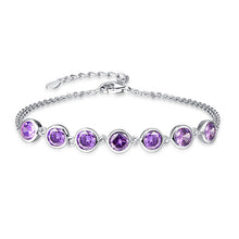 Carica l'immagine nel visualizzatore di Gallery, 100% 925 Sterling Silver Woman Multicolor 7 pcs Topaz Tanzanite Amethyst Bracelet double Layer Created Emerald Bracelet