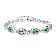 Load image into Gallery viewer, Original Pulsera Multi-color 4 pcs Gem Chain 100% 925 Sterling silver Bracelets &amp; Bangles Garnet Wedding Jewelry Gift