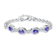 Load image into Gallery viewer, Original Pulsera Multi-color 4 pcs Gem Chain 100% 925 Sterling silver Bracelets &amp; Bangles Garnet Wedding Jewelry Gift