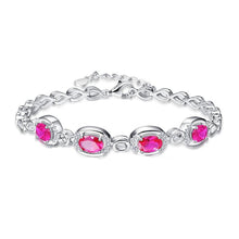 Load image into Gallery viewer, Original Pulsera Multi-color 4 pcs Gem Chain 100% 925 Sterling silver Bracelets &amp; Bangles Garnet Wedding Jewelry Gift