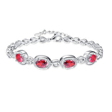 Load image into Gallery viewer, Original Pulsera Multi-color 4 pcs Gem Chain 100% 925 Sterling silver Bracelets &amp; Bangles Garnet Wedding Jewelry Gift