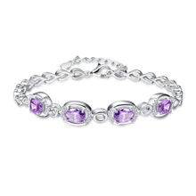 Load image into Gallery viewer, Original Pulsera Multi-color 4 pcs Gem Chain 100% 925 Sterling silver Bracelets &amp; Bangles Garnet Wedding Jewelry Gift
