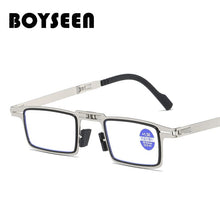 Load image into Gallery viewer, BOYSEEN Metal Oval Square Presbyopic Folding Reading Glasses Men Anti-Blue Light Blocking Computer Eyeglasses Frame For Reading