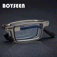 Load image into Gallery viewer, BOYSEEN Metal Oval Square Presbyopic Folding Reading Glasses Men Anti-Blue Light Blocking Computer Eyeglasses Frame For Reading