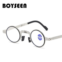 Load image into Gallery viewer, BOYSEEN Metal Oval Square Presbyopic Folding Reading Glasses Men Anti-Blue Light Blocking Computer Eyeglasses Frame For Reading