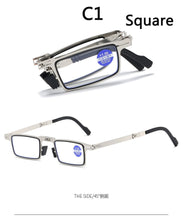 Load image into Gallery viewer, BOYSEEN Metal Oval Square Presbyopic Folding Reading Glasses Men Anti-Blue Light Blocking Computer Eyeglasses Frame For Reading