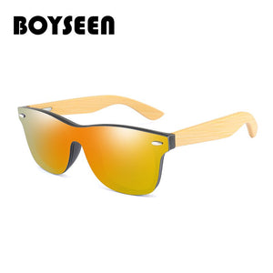 BOYSEEN Retro Wood Rainbow Membrane Sunglasses Men Bamboo Sunglass Women Brand Design Sport Goggles Sun Glasses Shades