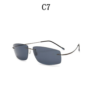 BOYSEEN Titanium frame Rimless Polarized sunglasses Super light Men mirror Sunglasses designer sun glasses 2117
