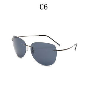 BOYSEEN Titanium frame Rimless Polarized sunglasses Super light Men mirror Sunglasses designer sun glasses 2117
