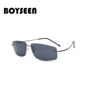 BOYSEEN Titanium frame Rimless Polarized sunglasses Super light Men mirror Sunglasses designer sun glasses 2117