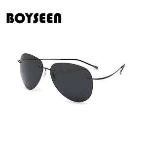 BOYSEEN Titanium frame Rimless Polarized sunglasses Super light Men mirror Sunglasses designer sun glasses 2117