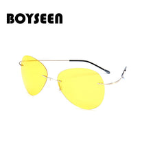 Load image into Gallery viewer, BOYSEEN Titanium frame Rimless Polarized sunglasses Super light Men mirror Sunglasses designer sun glasses 2117