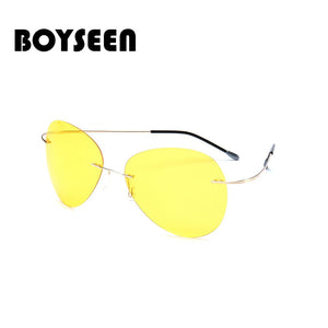 BOYSEEN Titanium frame Rimless Polarized sunglasses Super light Men mirror Sunglasses designer sun glasses 2117