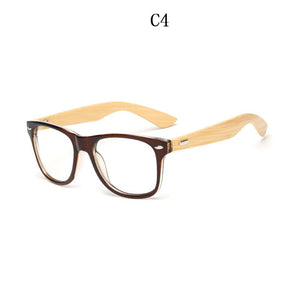 BOYSEEN Vintage Retro Rivet Eyeglasses Frame Men Women Bamboo Wooden Myopia Prescription Optic Glasses Frame With Clear Lens