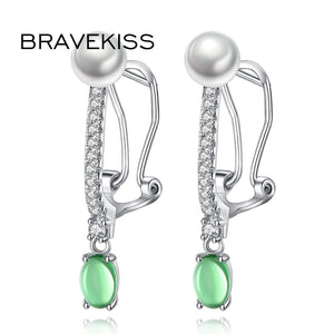 Water Drop Earrings For Women Green Rhinestone Pearl CZ Pierceing Dangle Earrings Brincos Fashion Jewelry BUE0334