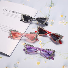 Load image into Gallery viewer, Baby Cat Eye Sunglasses Kids Diamond Crystal Sun Glasses UV400 Summer Shades Black Red Small Eyewear  Gafas de
