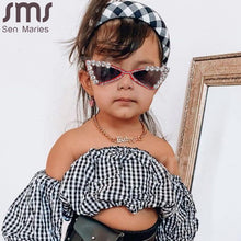 Load image into Gallery viewer, Baby Cat Eye Sunglasses Kids Diamond Crystal Sun Glasses UV400 Summer Shades Black Red Small Eyewear  Gafas de