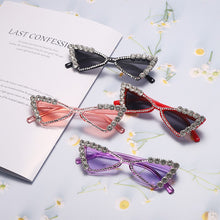 Load image into Gallery viewer, Baby Cat Eye Sunglasses Kids Diamond Crystal Sun Glasses UV400 Summer Shades Black Red Small Eyewear  Gafas de