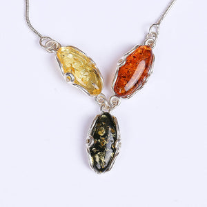 Baltic origin of natural amber jewelry 925 sterling silver spicy beeswolves retro vintage female necklace pendant wind more