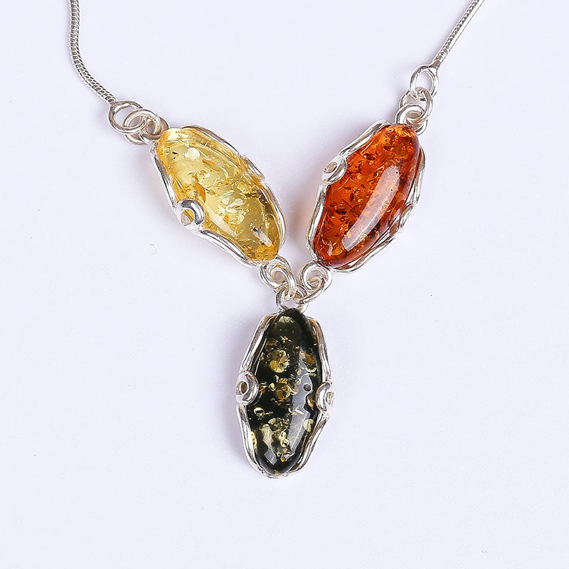 Baltic origin of natural amber jewelry 925 sterling silver spicy beeswolves retro vintage female necklace pendant wind more