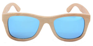 Bamboo Sunglasses Men Wood Sunglasses Polarized Wooden Sun Glasses Handmade With Case Ice Blue UV400 Lens Z6016