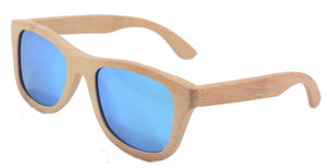Bamboo Sunglasses Men Wood Sunglasses Polarized Wooden Sun Glasses Handmade With Case Ice Blue UV400 Lens Z6016