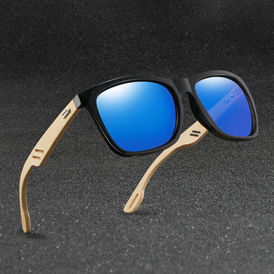 Bamboo Wood Sunglasses Brand Design Men Square Sunglasses Women Coating Mirror Sun Glasses Retro Glasses UV400 Shades gafas