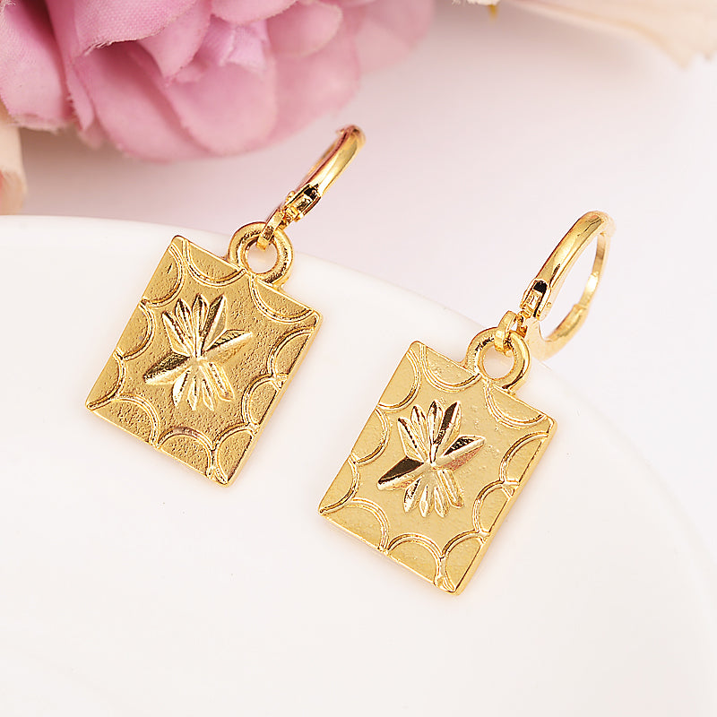 Gold Color square Earrings geometrical Women/Girl,Love Trendy Jewelry for African/Arab/Middle Eastern party jewelry gift
