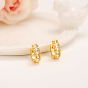 Luxury Lovely Kid Baby Little Girls Jewellery Security Safety CZ Princess Round Gold Color Huggies earrings Jewelry