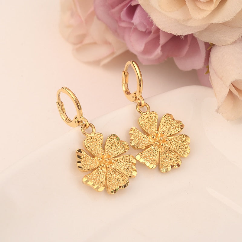 flower Earrings for Women/Girls Gold Color cute Earing Jewelry Gifts African,Indonesia,Nigeria,Congo,Arab Earring gift