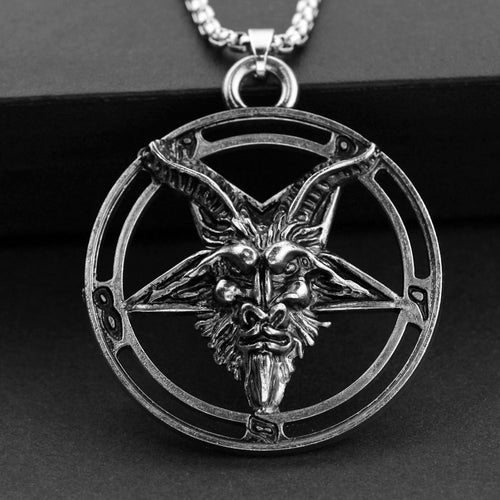 Baphomet Inverted Pentagram Goat Head Necklace Vintage Baphomet LaVeyan LaVey Satanism Occult Metal Pendant Necklaces For Men