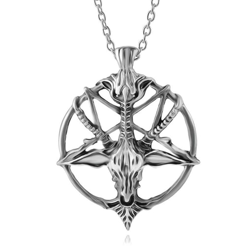 Baphomet Inverted Pentagram Goat Head Pendant Necklace Bread Sheepshead Sigil Laveyan Lavey Necklaces & Pendant #277772