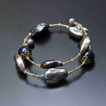 Carica l'immagine nel visualizzatore di Gallery, Deep Colour Mixed-colour Baroque Natural Pearl Bracelet No Buckle (2-3 times around wrist of any size)