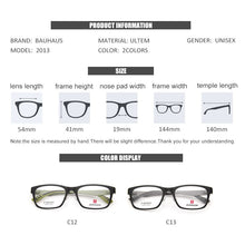 Load image into Gallery viewer, Bauhaus Ultralight ultem  Myopia Optical Glasses Frame Men Full Frame Rectangle Prescription Eyeglasses Frame